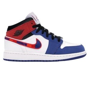 Jordan 1 Mid Rush Blue University Red GS Sneakers Shoes Size 6Y